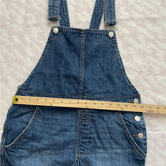 Free People Blue Denim Mini Dress Overalls Size 4 - Picture 6 of 8